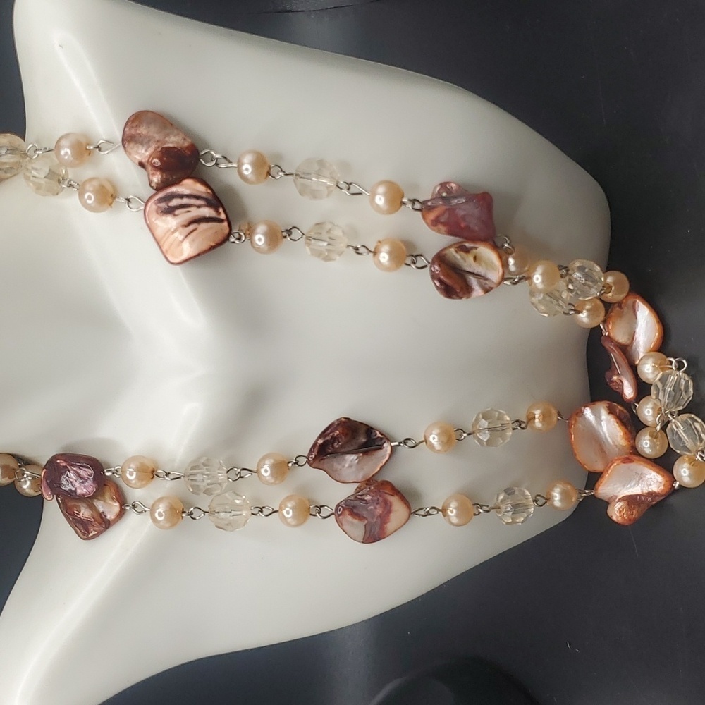 N2812 morrocan mother of pearl nugget garden party‎ necklace